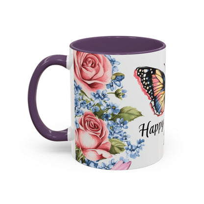 Mother's Day Butterfly Floral Accent Coffee Mug – "Happy Mother's Day"
