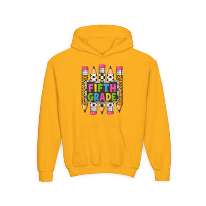 Fifth Grade Kids Hoodie — Colorful Pencil Back‑to‑School Sweatshirt for Students