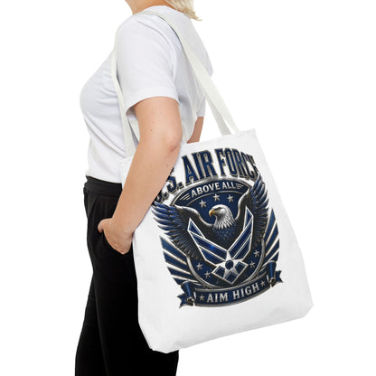 U.S. Air Force Eagle Tote Bag - "Aim High" Military Canvas Tote