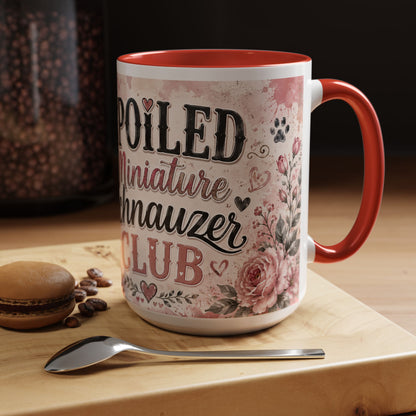 Spoiled Miniature Schnauzer Club Accent Coffee Mug — Cute Dog Mom Gift