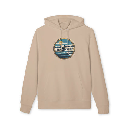 Jacksonville Skyline Hoodie — Vintage Beach Surf Circle Design