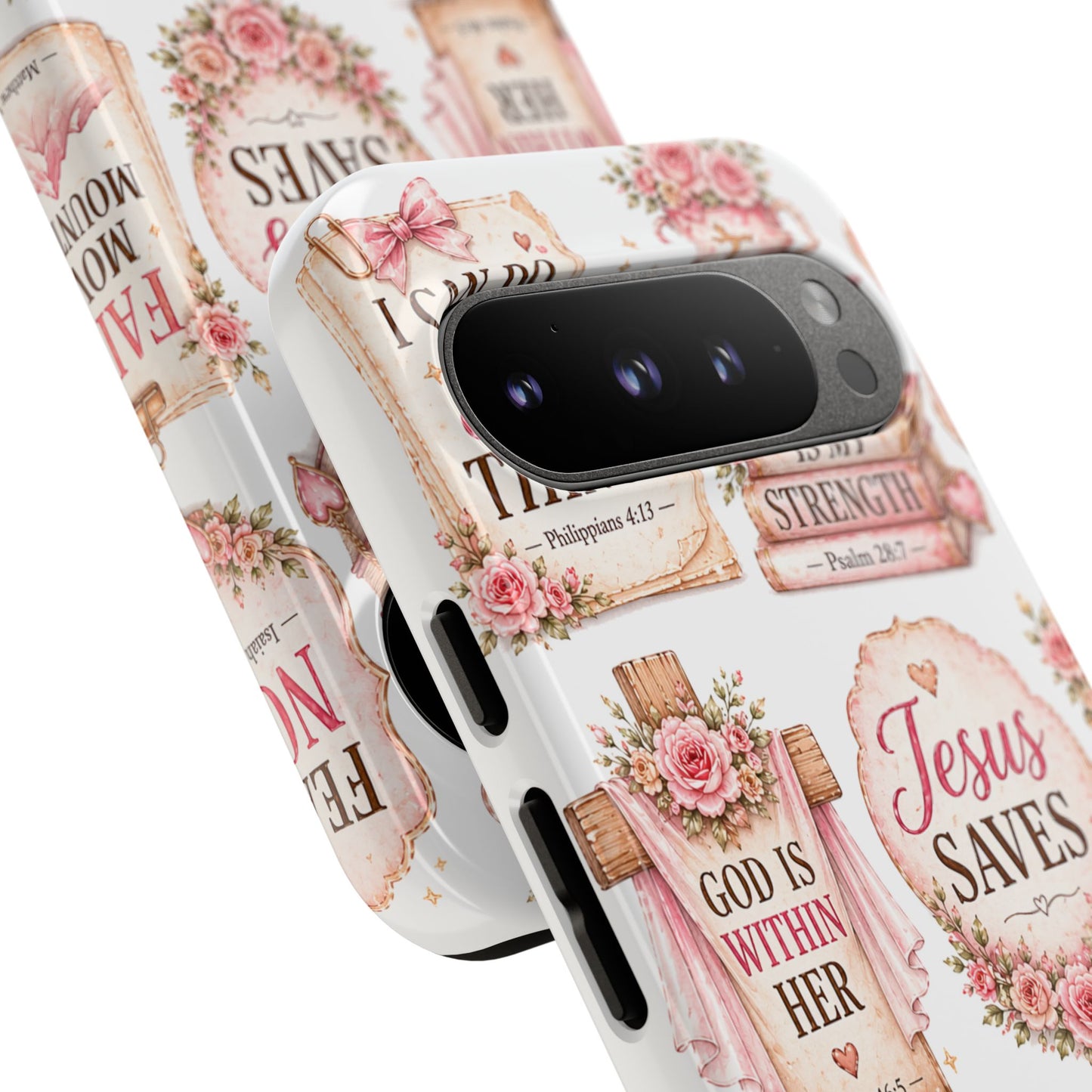 Faith Phone Case — 'Jesus Saves' Floral Christian Scripture iPhone Case