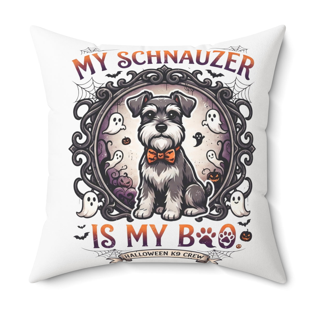 My Schnauzer Is My Boo Halloween Pillow - Cute Dog Decorative Throw Pillow