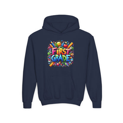 First Grade Kids Hoodie – Colorful Back-to-School Sweatshirt