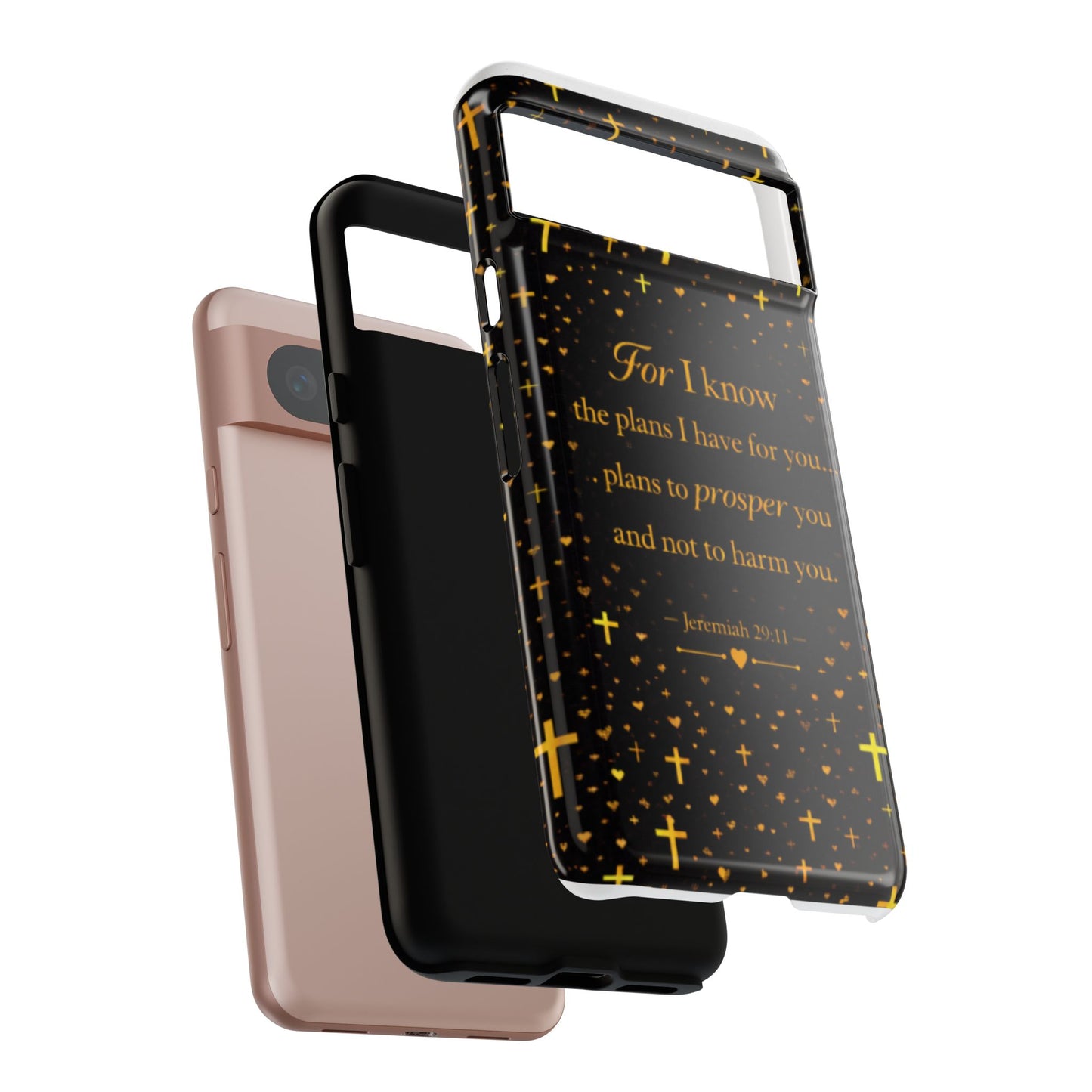 Phone Case — "For I Know" Jeremiah 29:11 Gold Cross Christian Tough Case