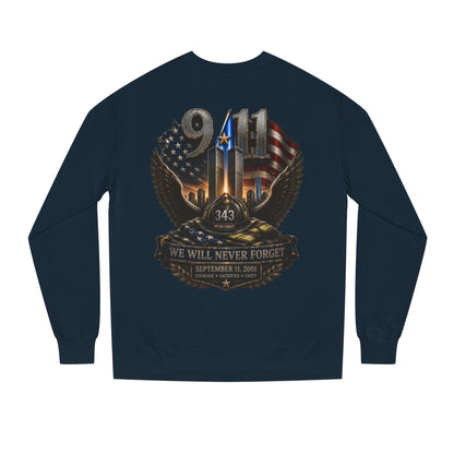 9/11 We Will Never Forget Crewneck Sweatshirt – Memorial Tribute