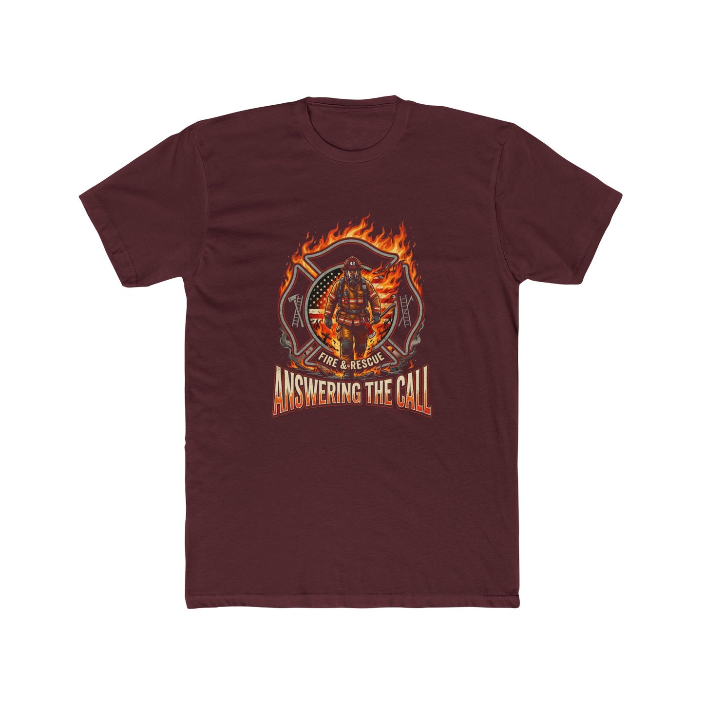 Firefighter T-Shirt - 'Answering the Call' Flame Rescue Crew Tee