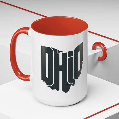 Ohio State Outline Accent Coffee Mug – Black Handle & Interior