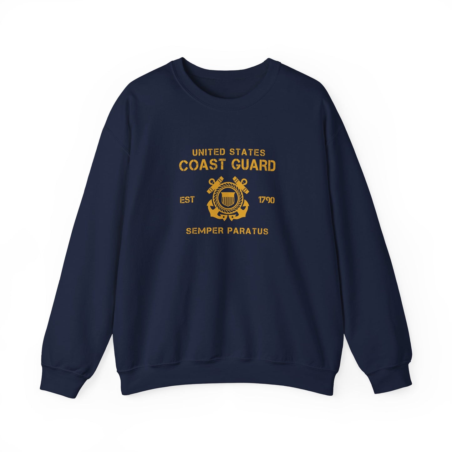Coast Guard Crest Crewneck Sweatshirt — "Semper Paratus" Military Pullover