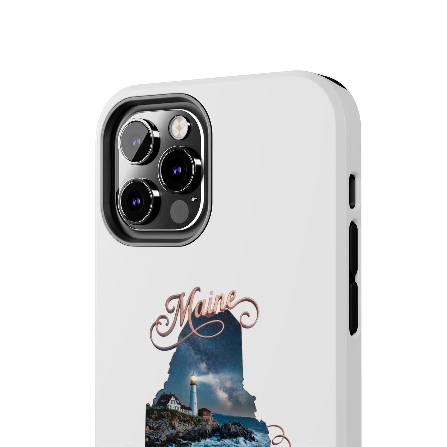 Maine Lighthouse Tough Phone Case — "Can't Get There From Here" State Silhouette