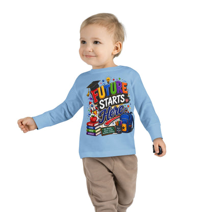 Toddler Long Sleeve Tee - "Future Starts Here" Back-to-School Shirt
