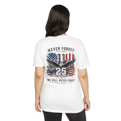 9/11 25th Anniversary 'Never Forget' Memorial T-Shirt