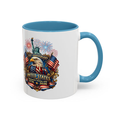 Patriotic Coffee Mug — United States 250th Anniversary Eagle & Fireworks (11/15oz)
