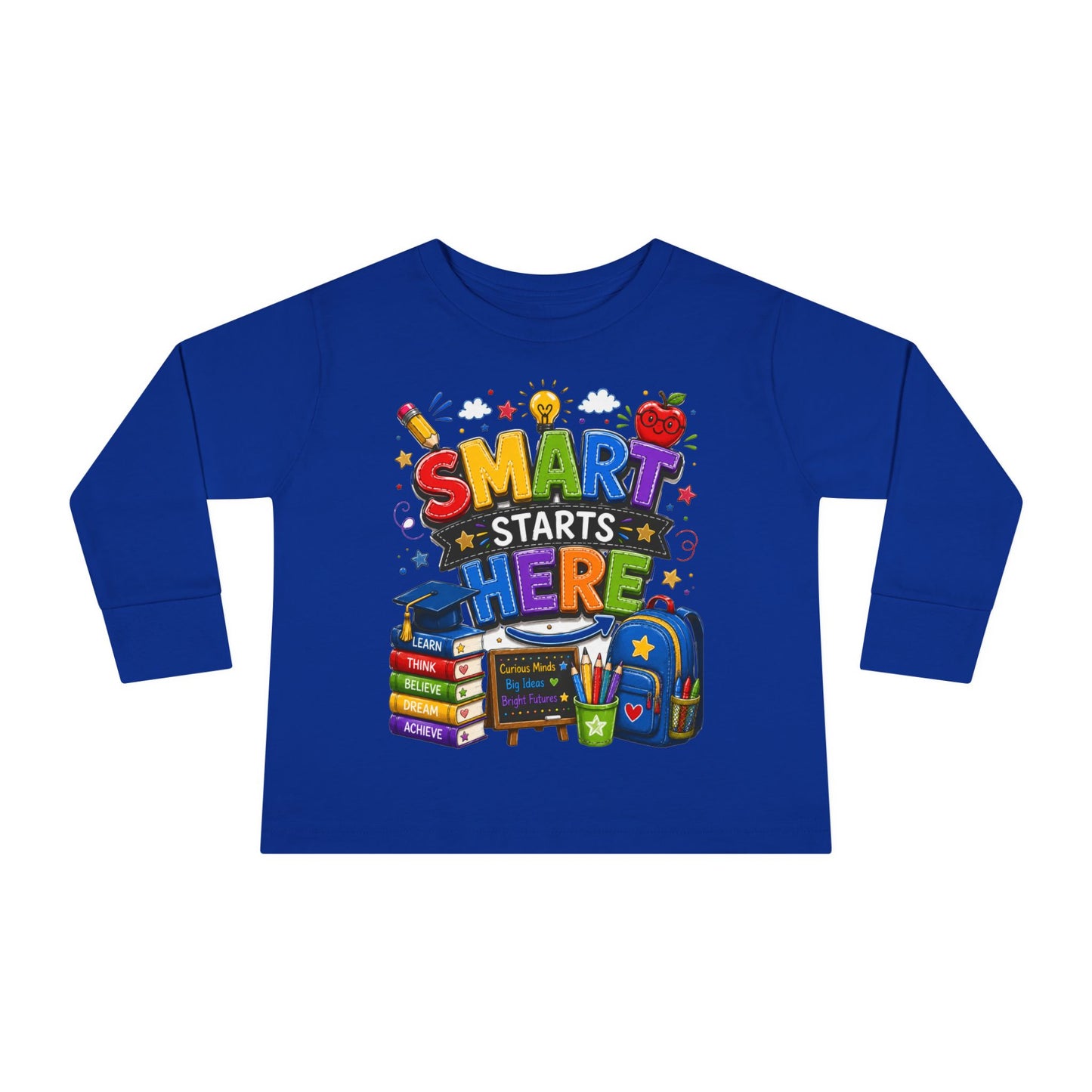 Smart Starts Here Toddler Long Sleeve Tee — Back-to-School Kids Shirt