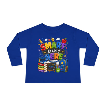 Smart Starts Here Toddler Long Sleeve Tee — Back-to-School Kids Shirt