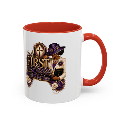 First Lady Church Coffee Mug — Elegant Purple Hat Gospel Tea Cup (11/15oz)