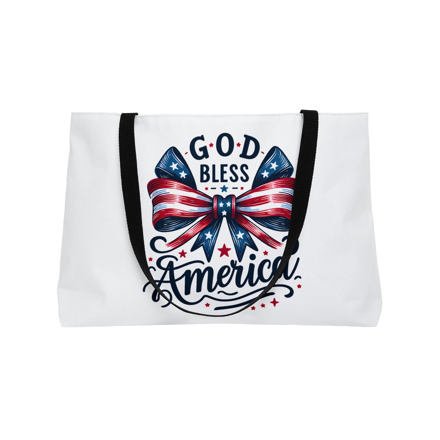 Weekender Tote Bag - "God Bless America" Patriotic Bow Beach & 4th of July Tote