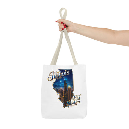 Illinois Skyline Tote Bag — "City of Broad Shoulders" Chicago Night Design