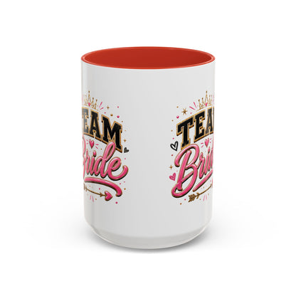 Team Bride Accent Coffee Mug — Pink & Gold Bachelorette Bridal Shower Gift (11/15 oz)