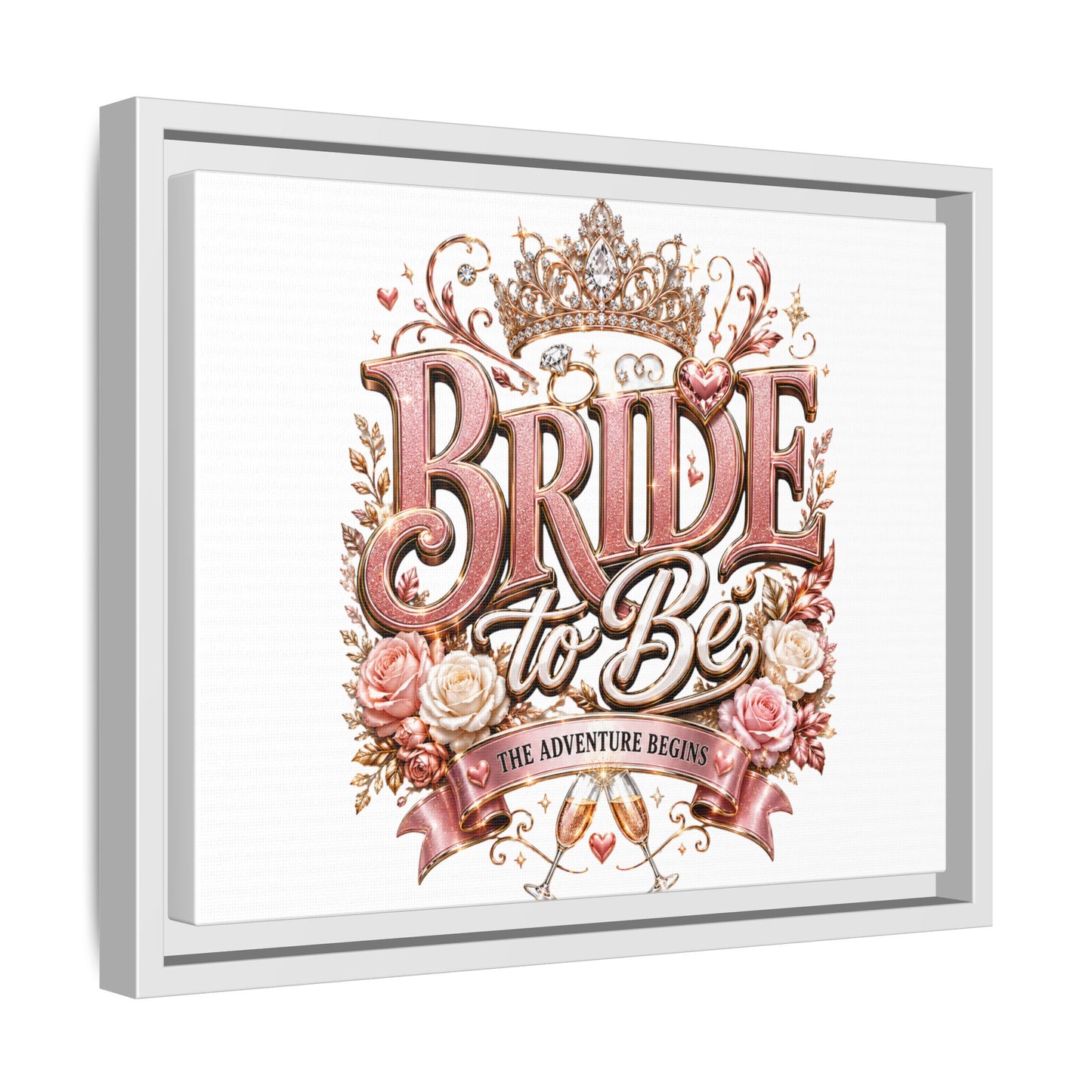 Bride to Be Framed Canvas - 'The Adventure Begins' Bridal Wall Art