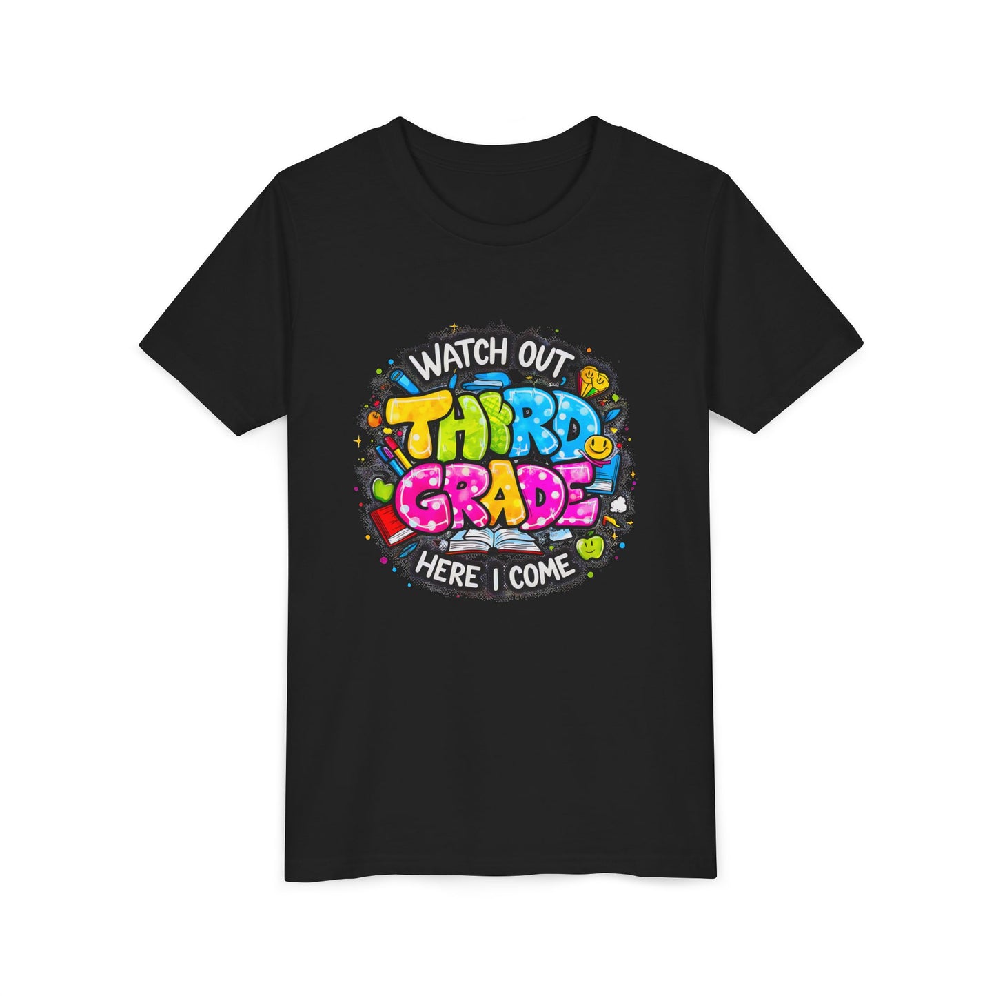 Third Grade Kids T‑Shirt — "Watch Out Third Grade Here I Come" Back-to-School Tee