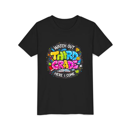 Third Grade Kids T‑Shirt — "Watch Out Third Grade Here I Come" Back-to-School Tee