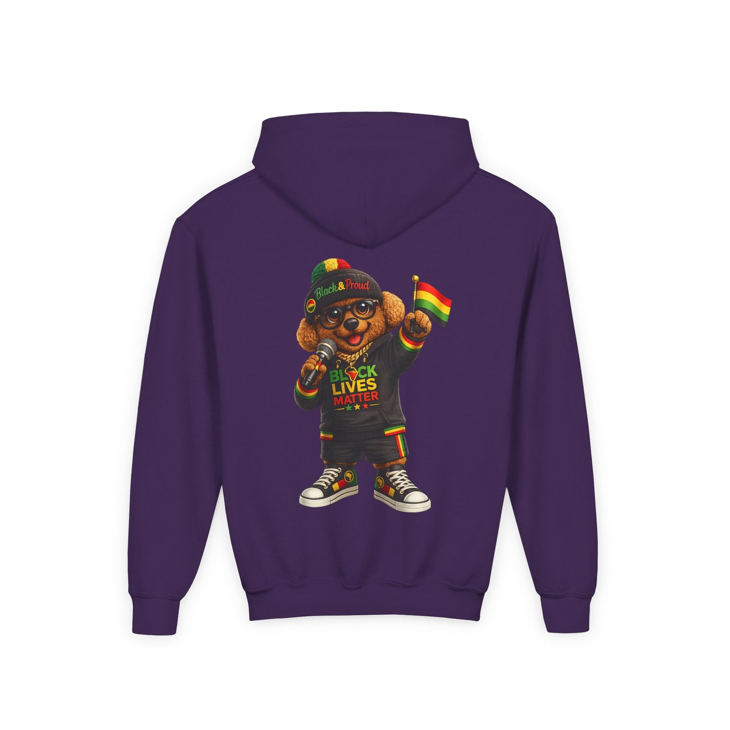 Youth Hoodie — Black Lives Matter Rasta Bear Kids Pullover