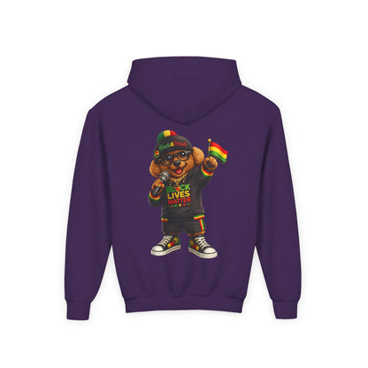 Youth Hoodie — Black Lives Matter Rasta Bear Kids Pullover