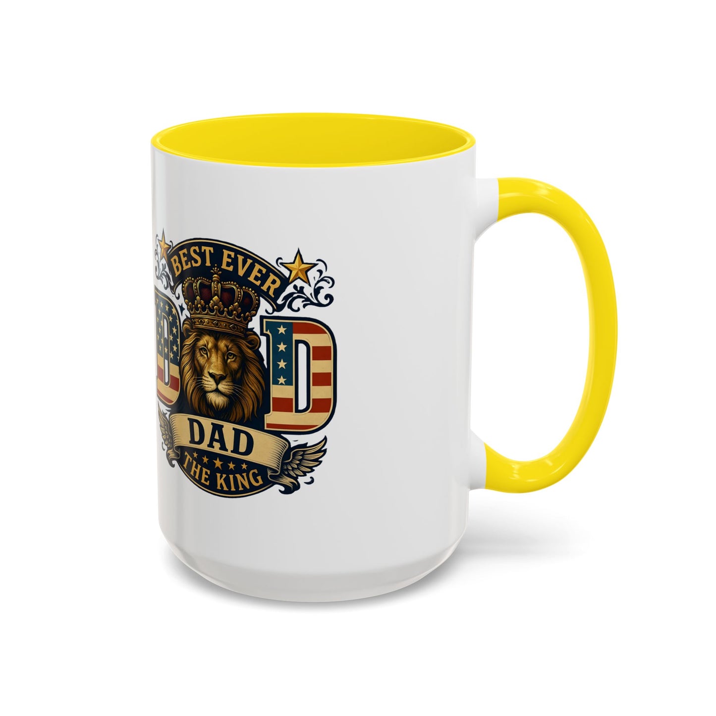 Best Ever Dad Coffee Mug — 'Dad the King' Lion Accent Mug (11/15oz)