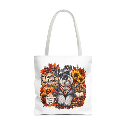 Thanksgiving Schnauzer Tote Bag — Happy Thanksgiving Fall Harvest Design