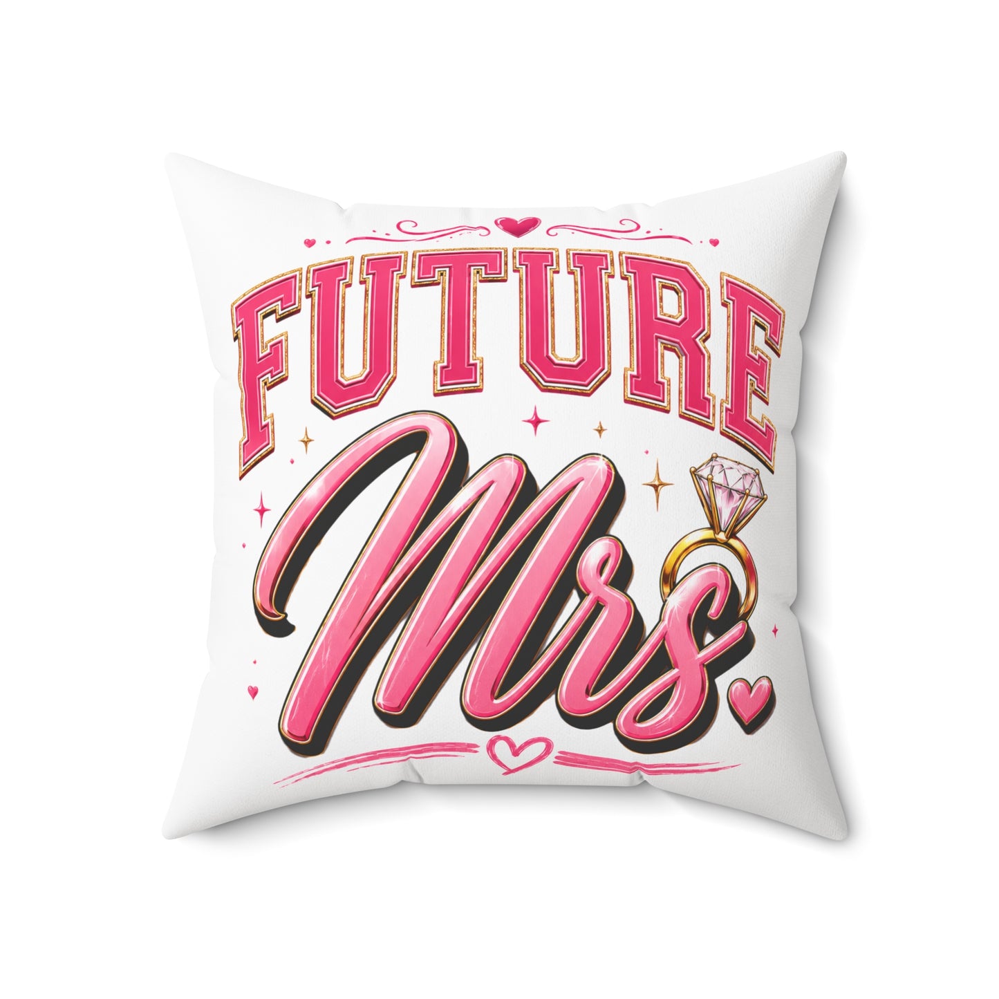 Future Mrs. Decorative Pillow — Bridal Engagement Ring Accent Cushion