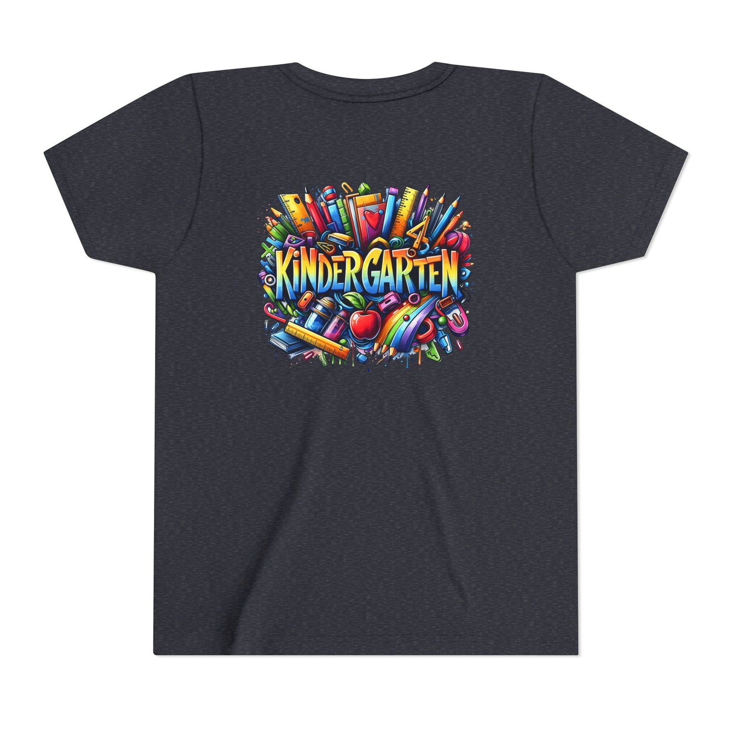Kindergarten Colorful School Supplies Youth Tee — Back-to-School Kids T-Shirt