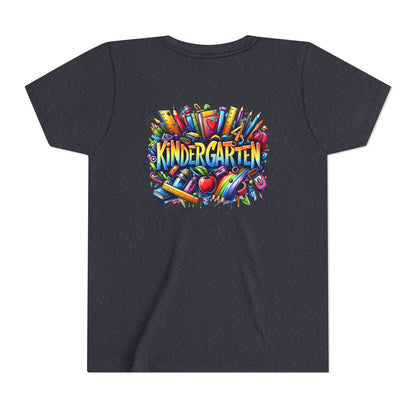 Kindergarten Colorful School Supplies Youth Tee — Back-to-School Kids T-Shirt