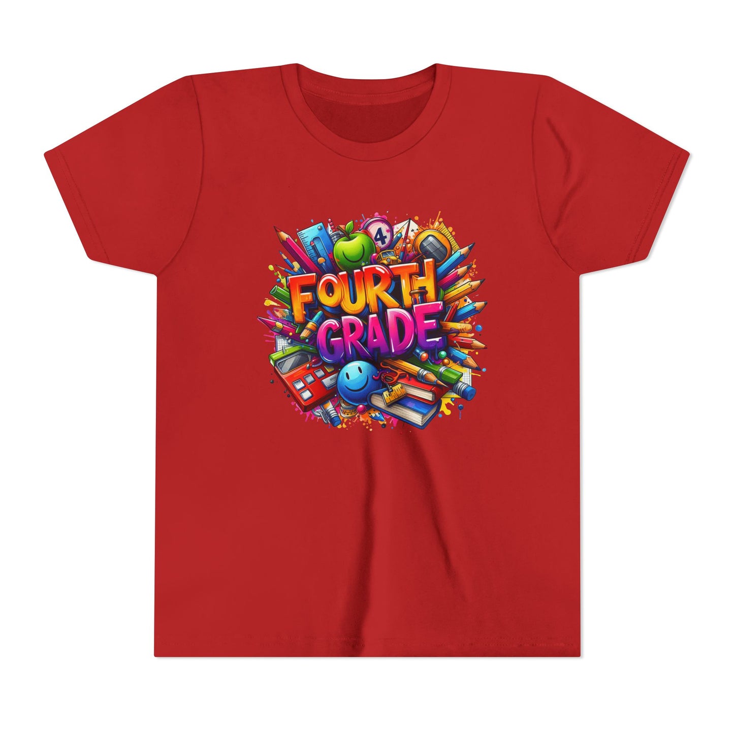 Fourth Grade Youth T‑Shirt – Colorful School Supplies Back to School Tee