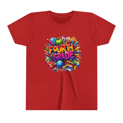 Fourth Grade Youth T‑Shirt – Colorful School Supplies Back to School Tee