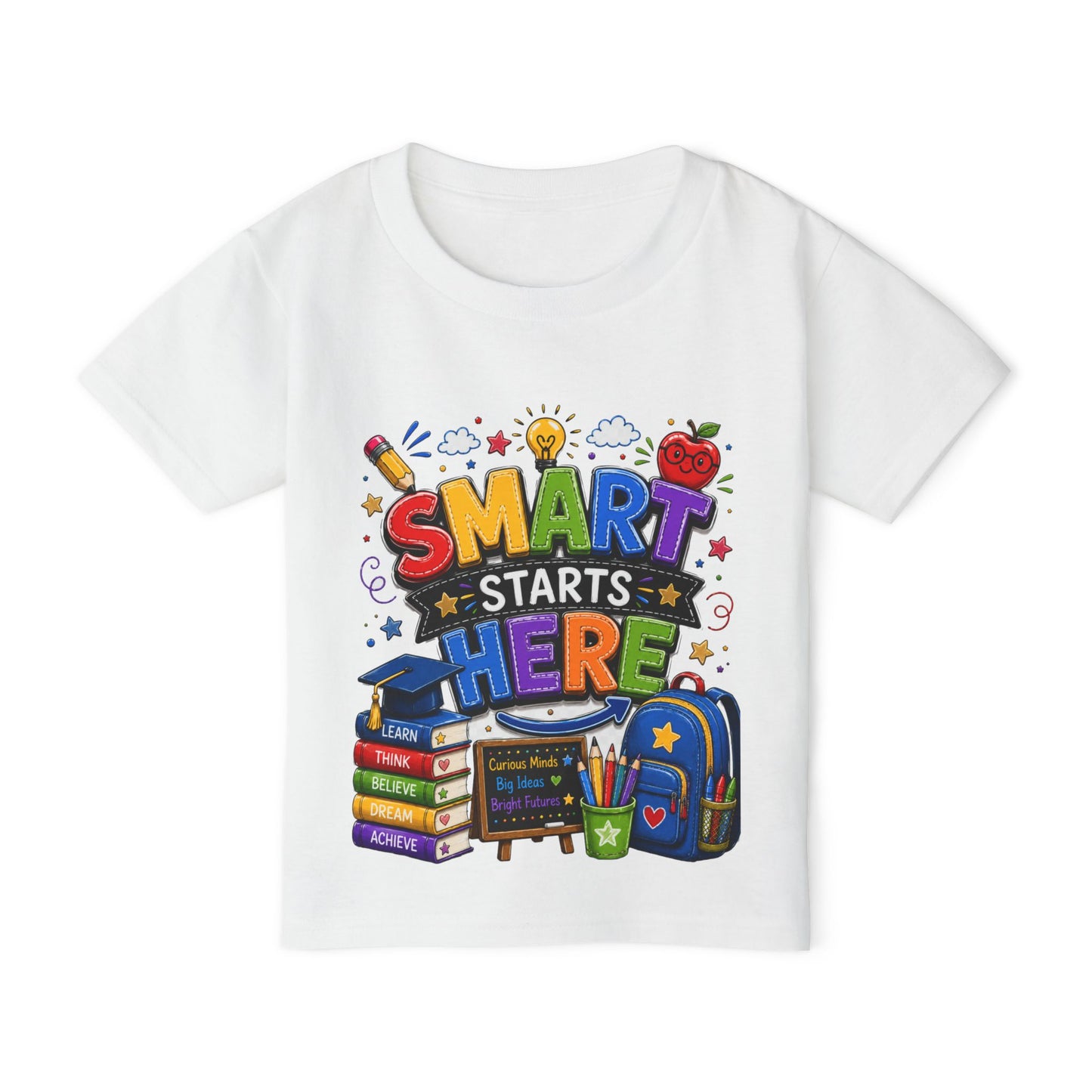 Toddler T-Shirt - "Smart Starts Here" Back-to-School Schoolhouse Design