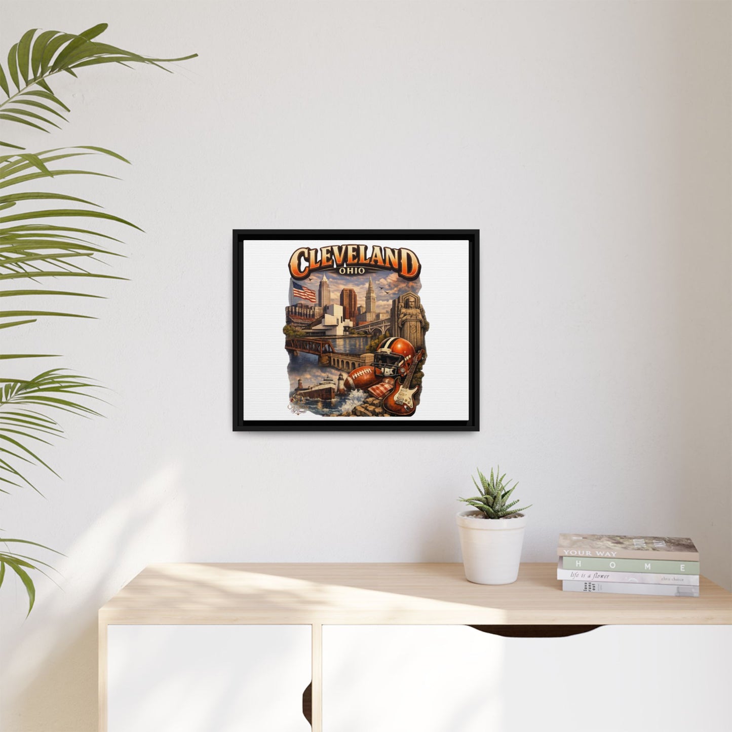 Cleveland Ohio Collage Framed Canvas Print