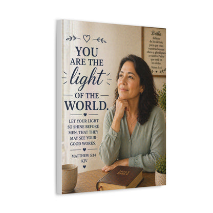Stretched Canvas - "You Are the Light of the World" Inspirational Scripture Wall Art (Matthew 5:14, KJV)
