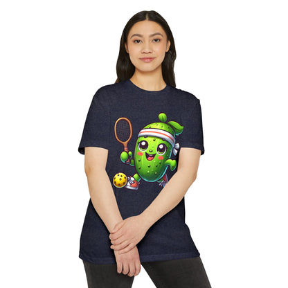 Pickle Tennis Player T-Shirt — Cute Pickle Playing Pickleball Graphic Tee