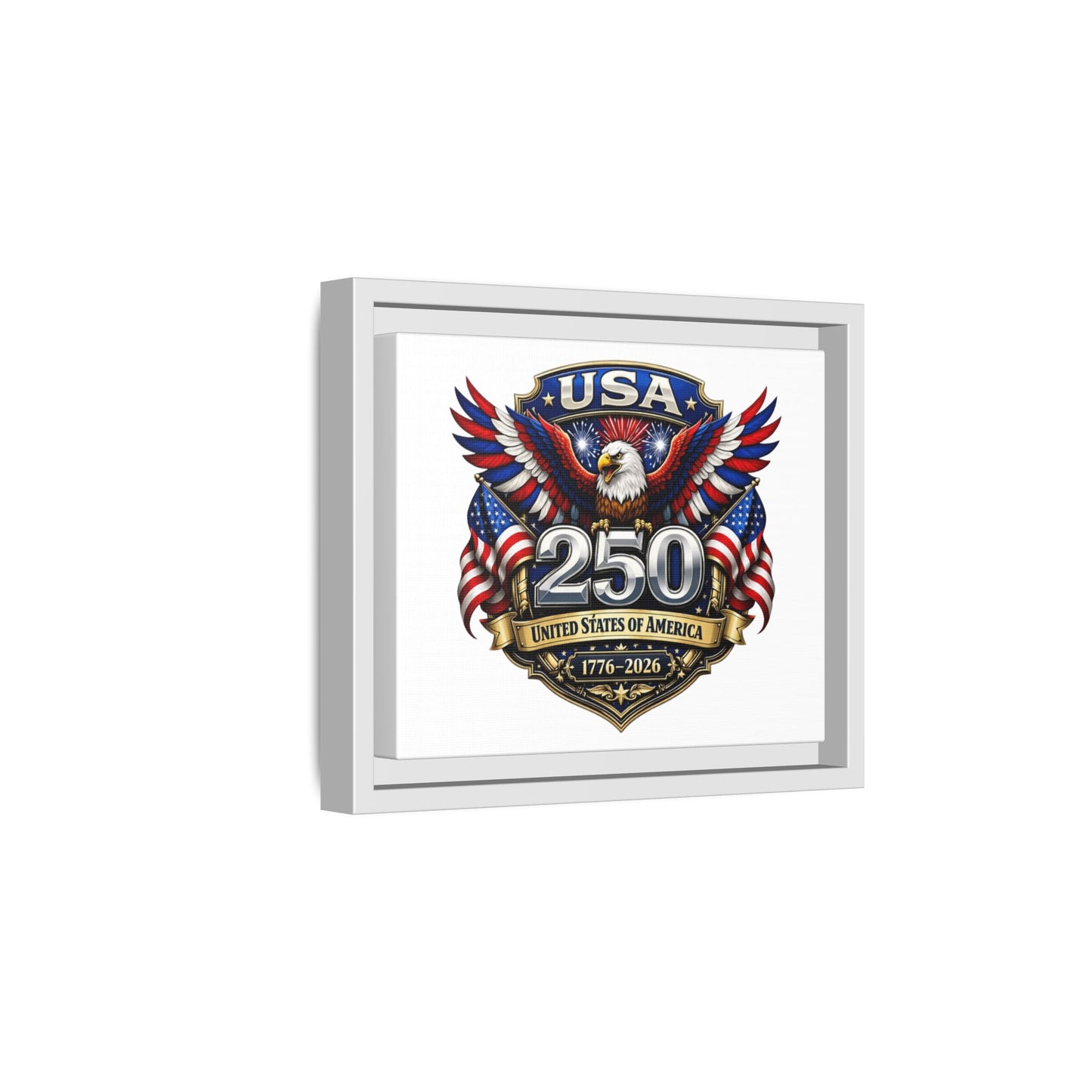 USA 250 Anniversary Framed Canvas — Patriotic Eagle 1776–2026 Wall Art