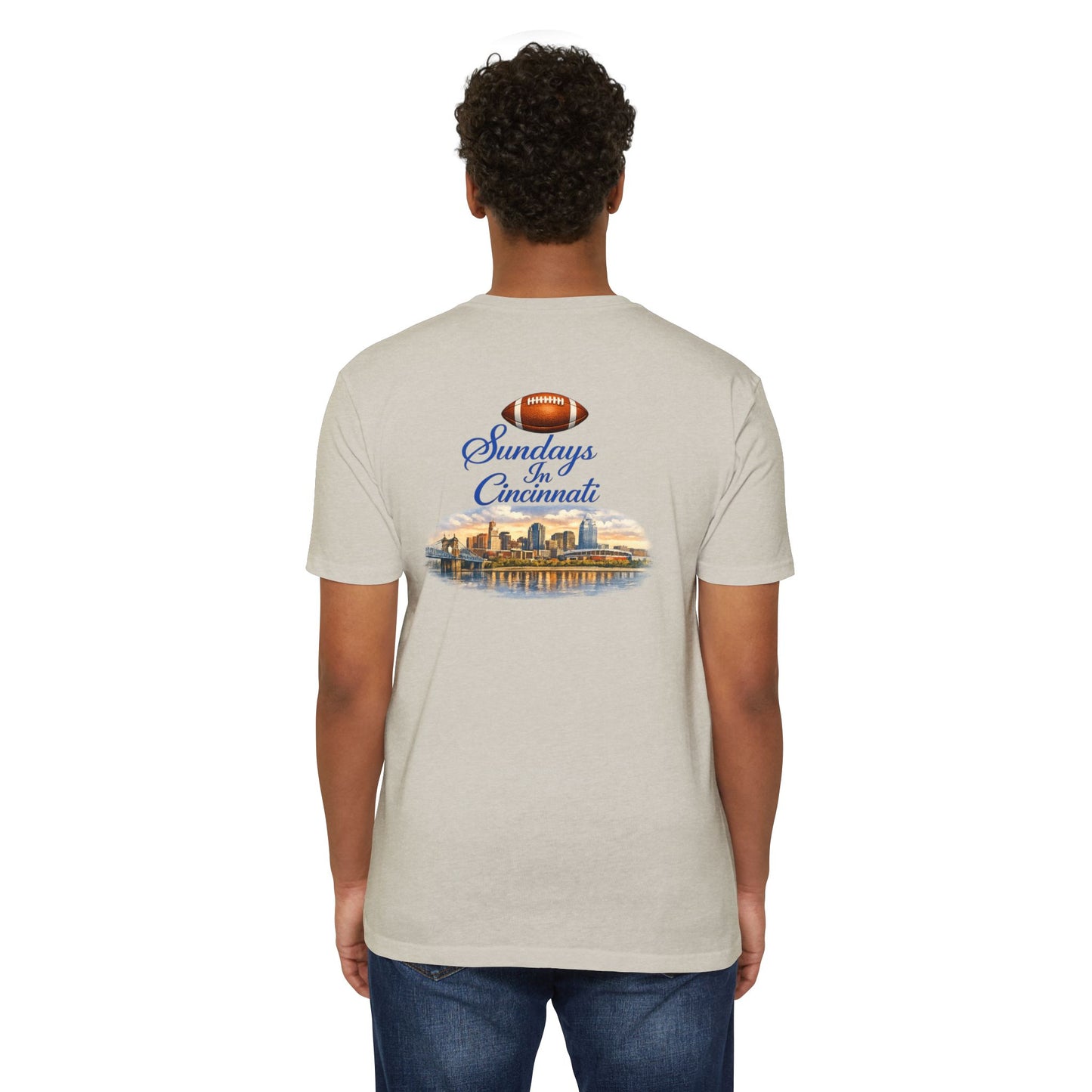 Sundays in Cincinnati Football T-Shirt — City Skyline Game Day Tee