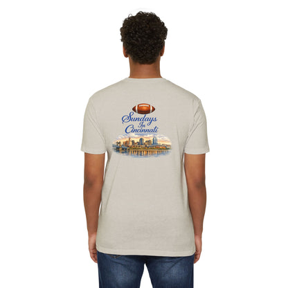 Sundays in Cincinnati Football T-Shirt — City Skyline Game Day Tee