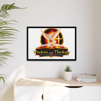 Framed Canvas Print — "Wisdom and Theology" Dove & Bible Wall Art