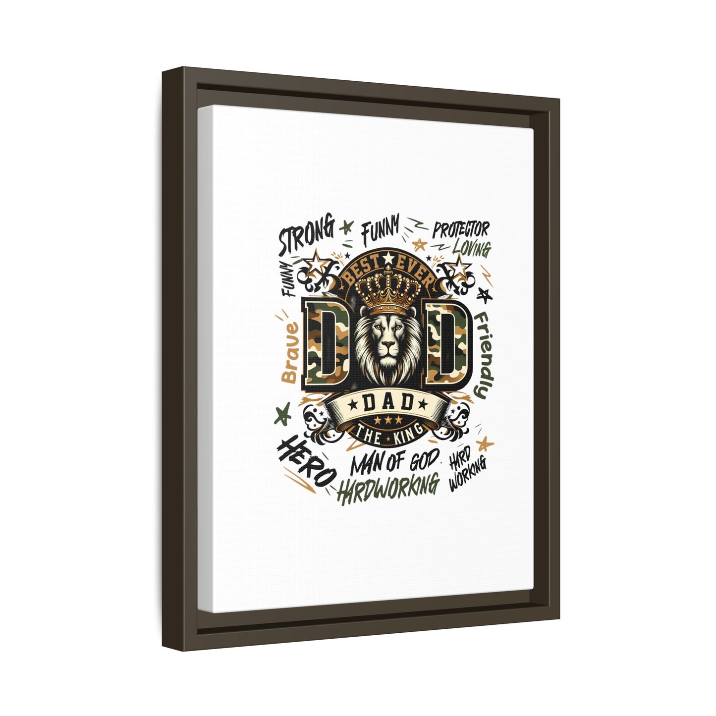 Framed Matte Canvas 'Best Ever DAD' Wall Art – Lion King Design, Father’s Day Gift