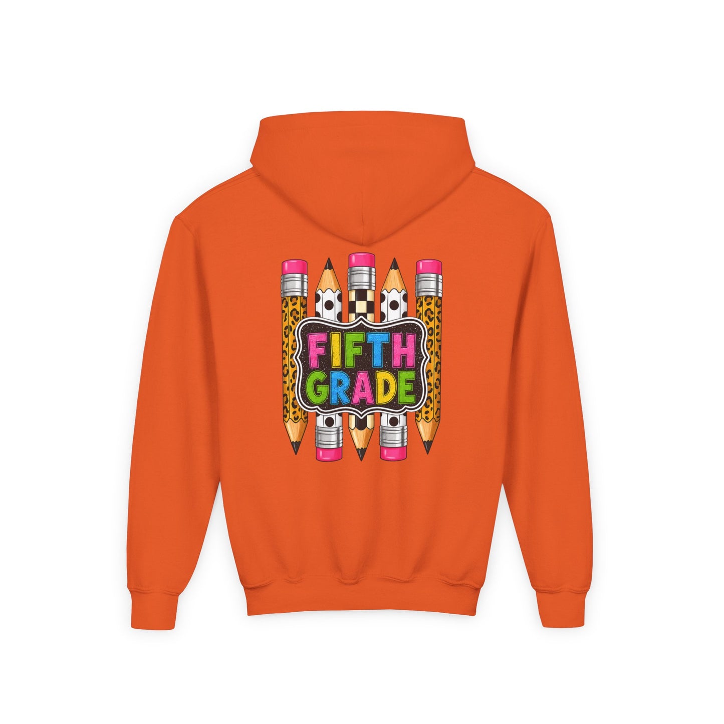 Fifth Grade Kids Hoodie — Colorful Pencil Back‑to‑School Sweatshirt for Students