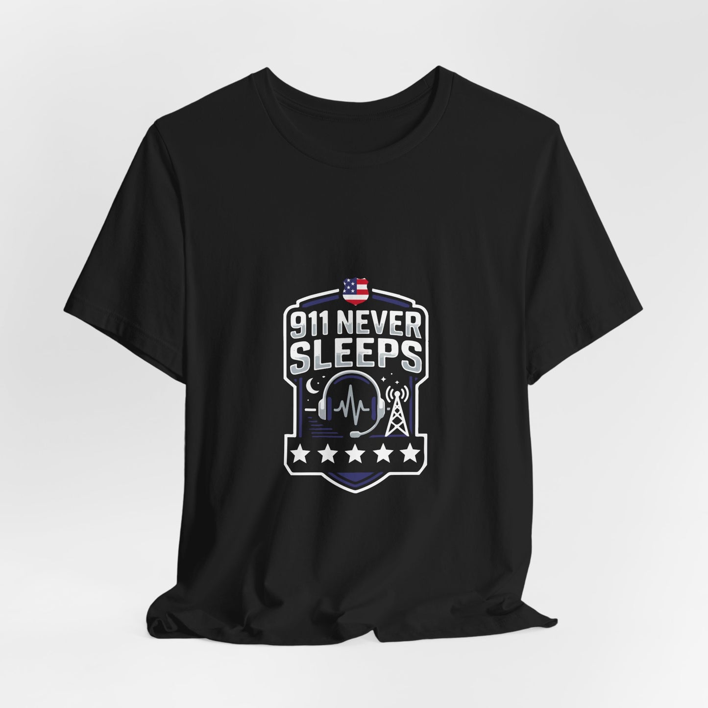 911 Never Sleeps T‑Shirt — Emergency Responder Tribute Tee