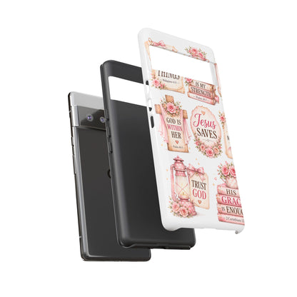 Faith Phone Case — 'Jesus Saves' Floral Christian Scripture iPhone Case
