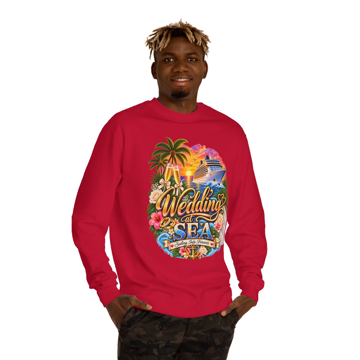 Cruise Wedding Sweatshirt — "Wedding at Sea" Tropical Cruise Crewneck