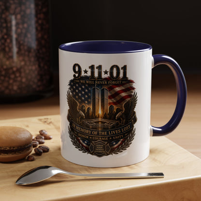 9·11 Memorial Coffee Mug — Never Forget Tribute Accent Mug (11/15oz)