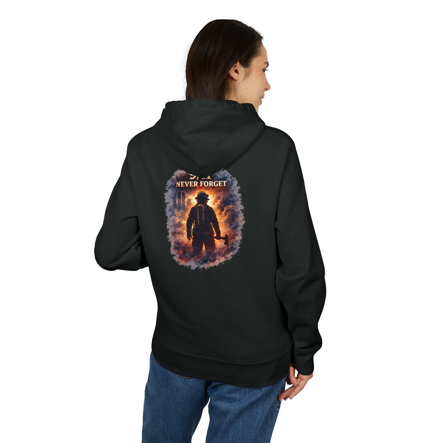 9/11 Never Forget Hoodie — Firefighter Tribute Pullover